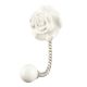 White Rose Flower Ceramic Wall Hook in Silver Fitting